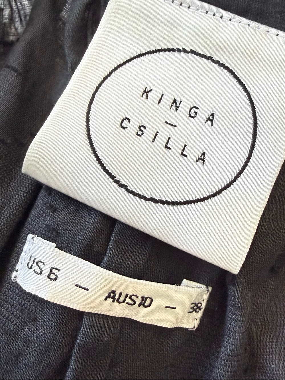Kinga Csilla Artisan Peasant Midi Dress Black Puff Sleeve Oversized Boho Cottage - Picture 11 of 11